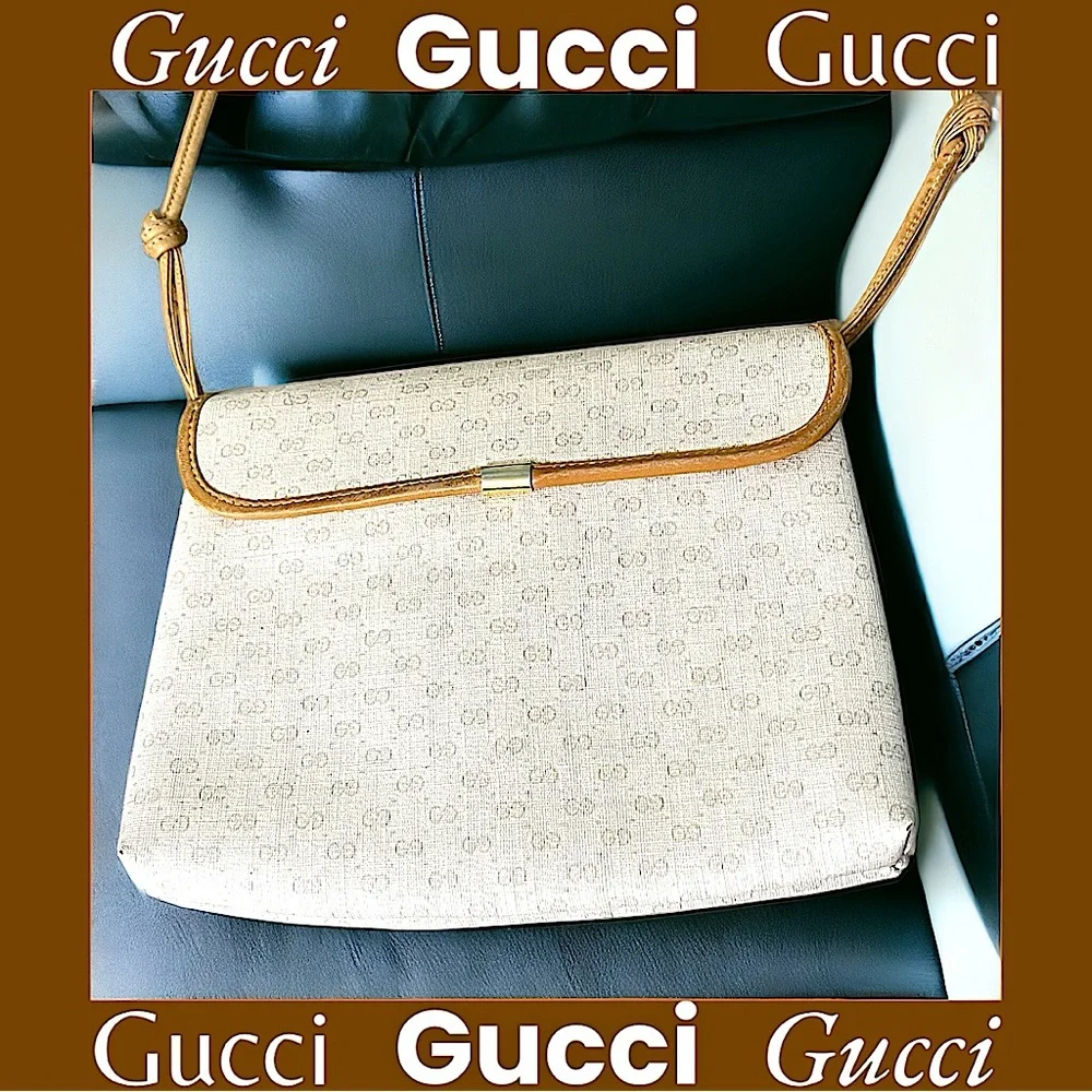 Gucci Cream and Tan Shoulder Bag see pics for callouts, thanks! - Picture 7 of 15